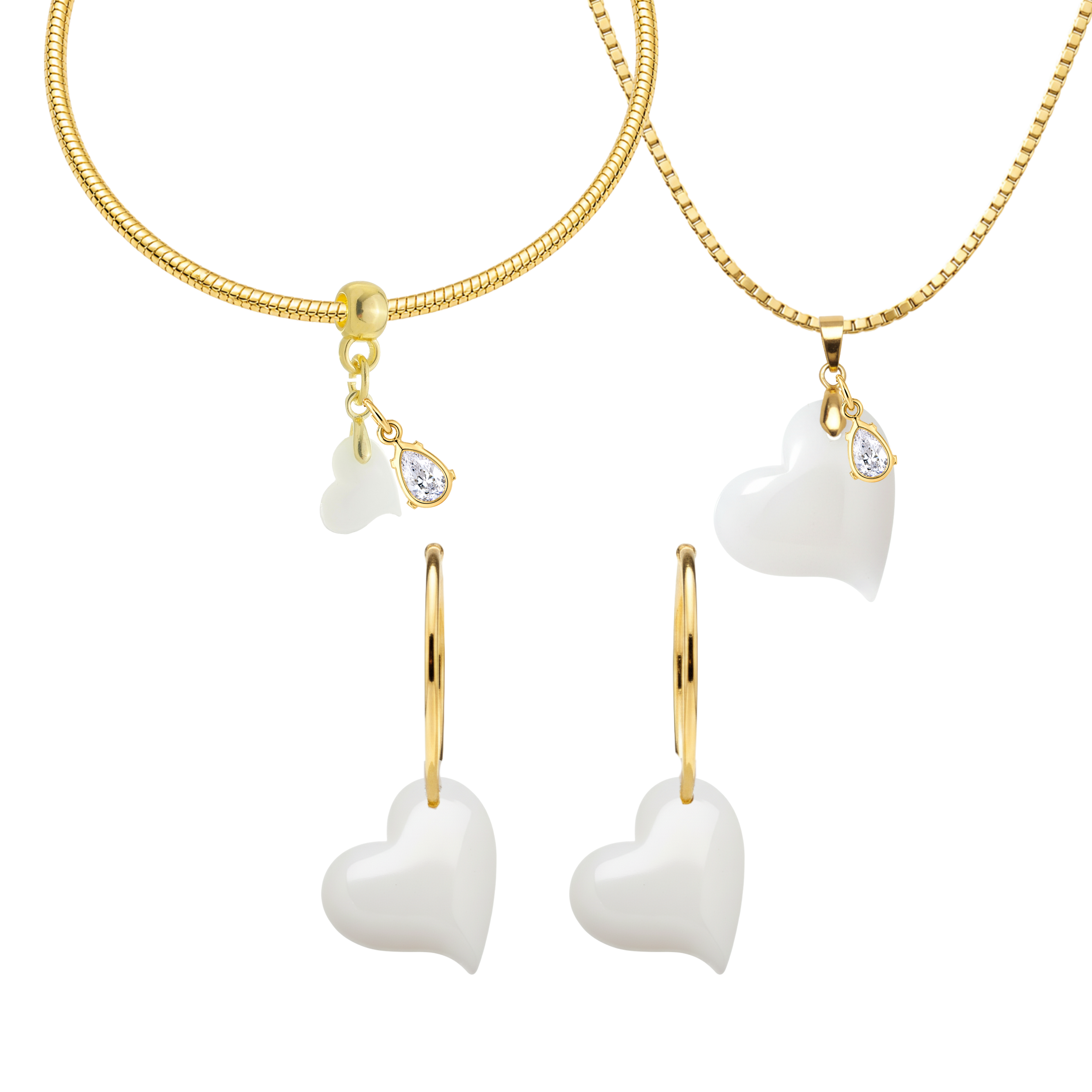 Corazón Torcido con Gota de Circonita