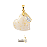 Cœur avec Feuilles d’Or et Goutte de Zircone