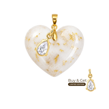 Corazón Gordito con Hoja de Oro y Gota de Circonita VIP