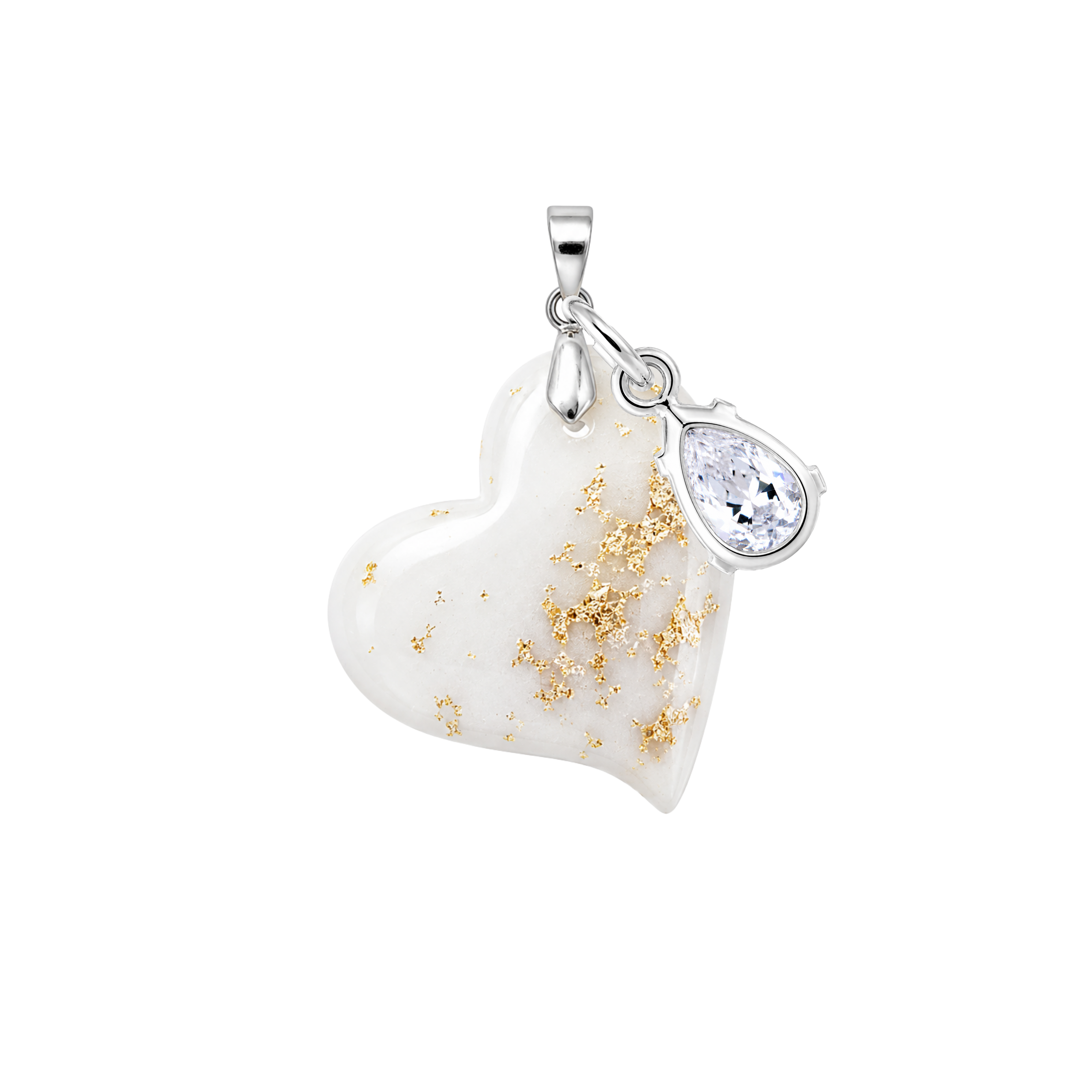 Twisted Heart Gold Leaf with Zirconia Drop