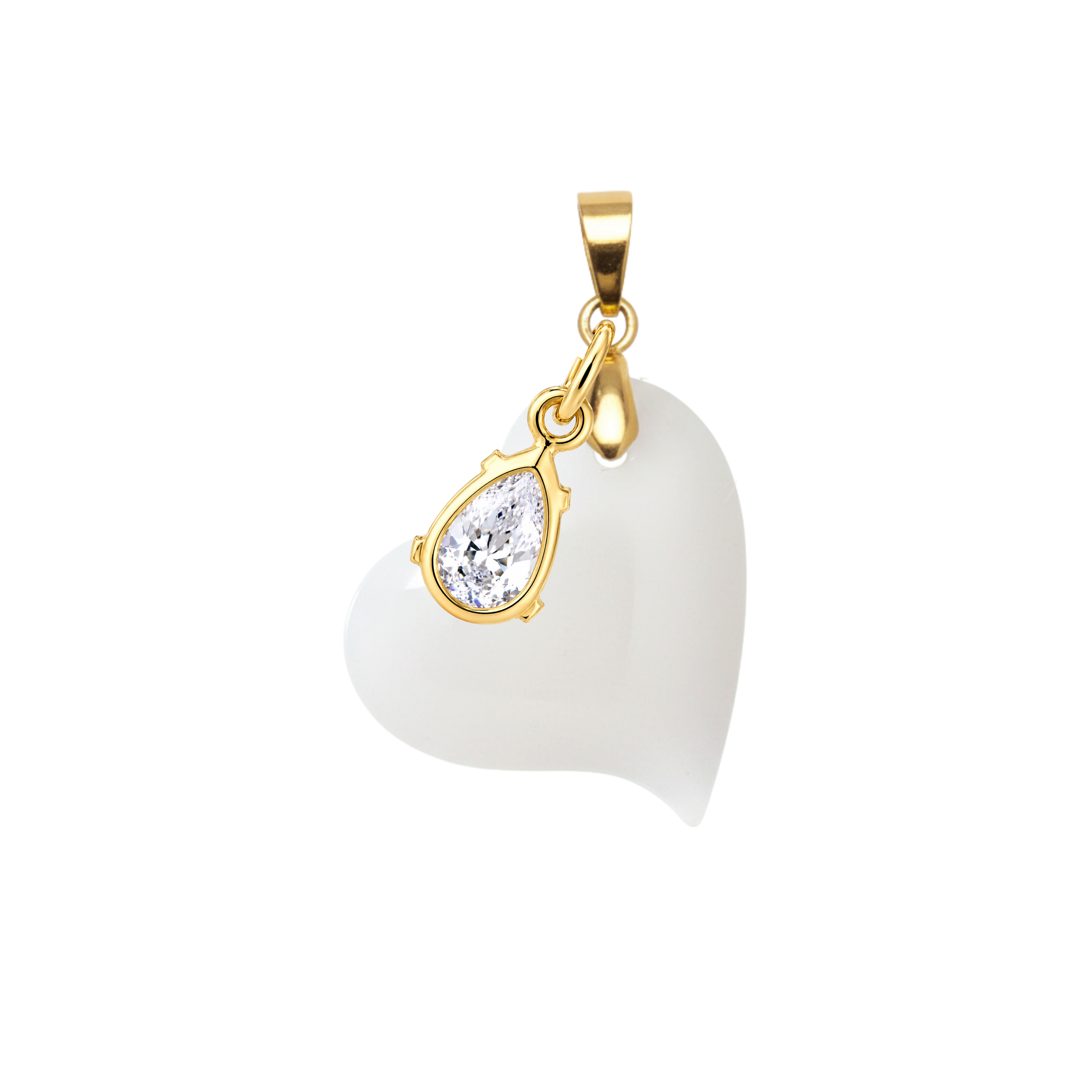 Corazón Torcido con Gota de Circonita