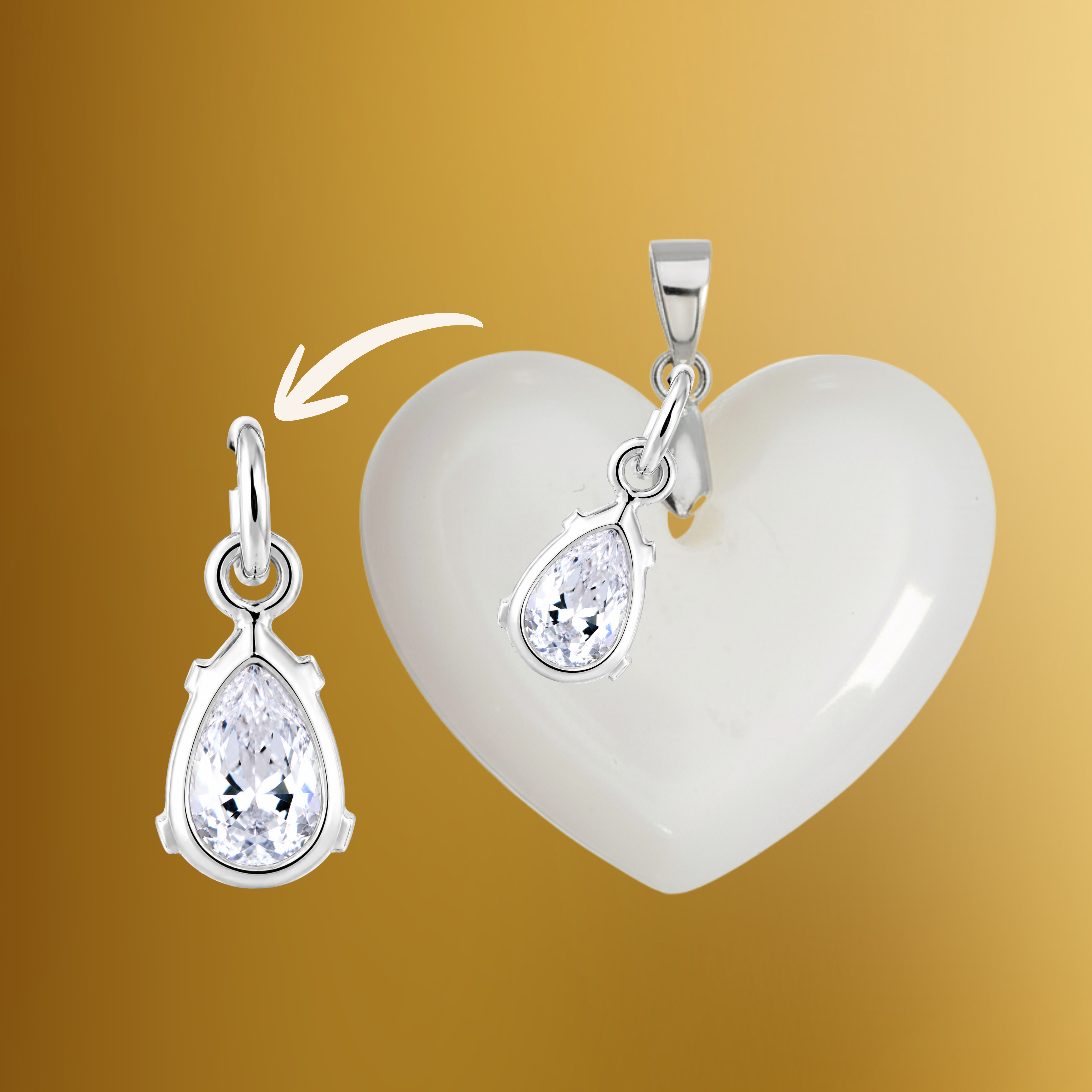 Pingente Adicional com Gota Zircônia
