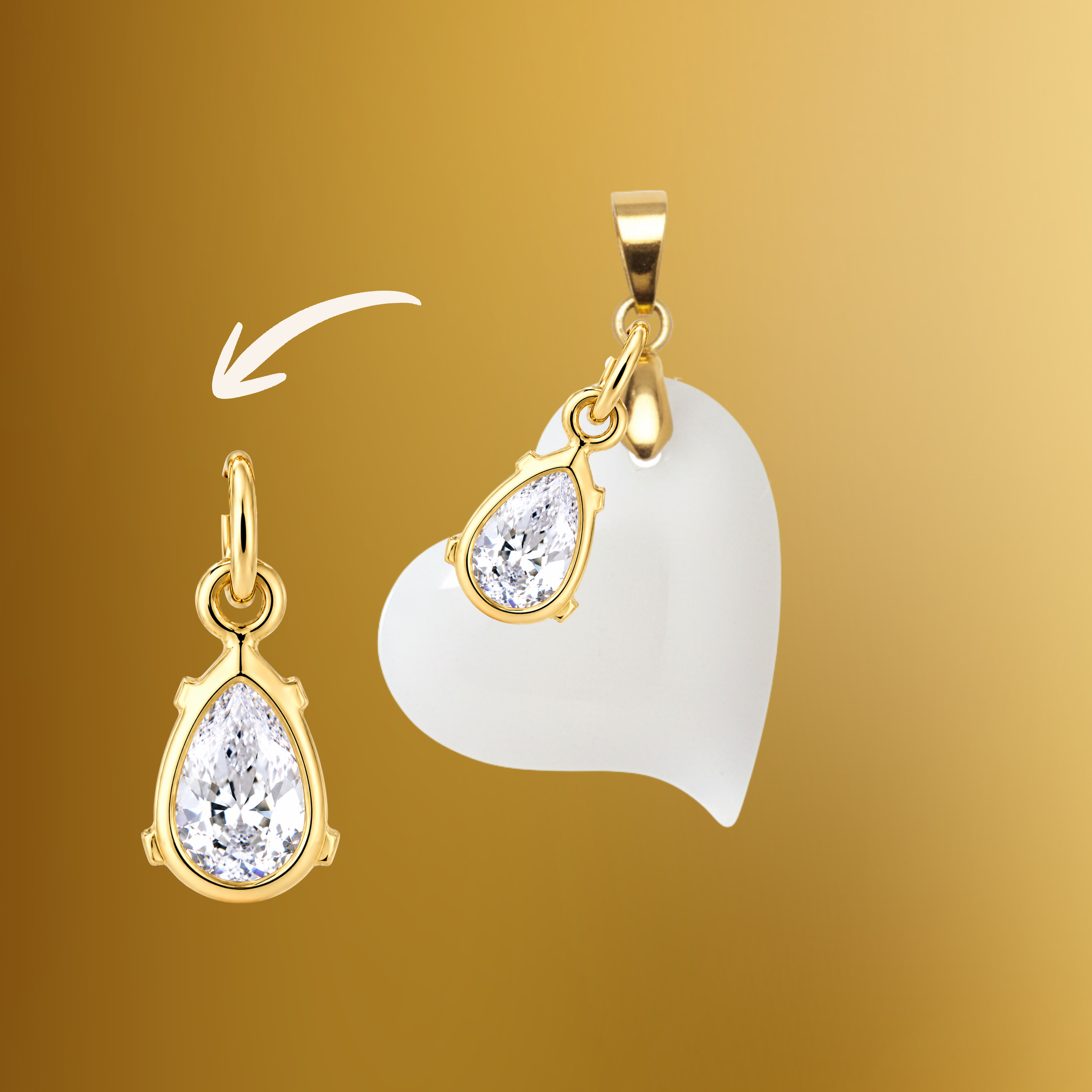 Pingente Adicional com Gota Zircônia