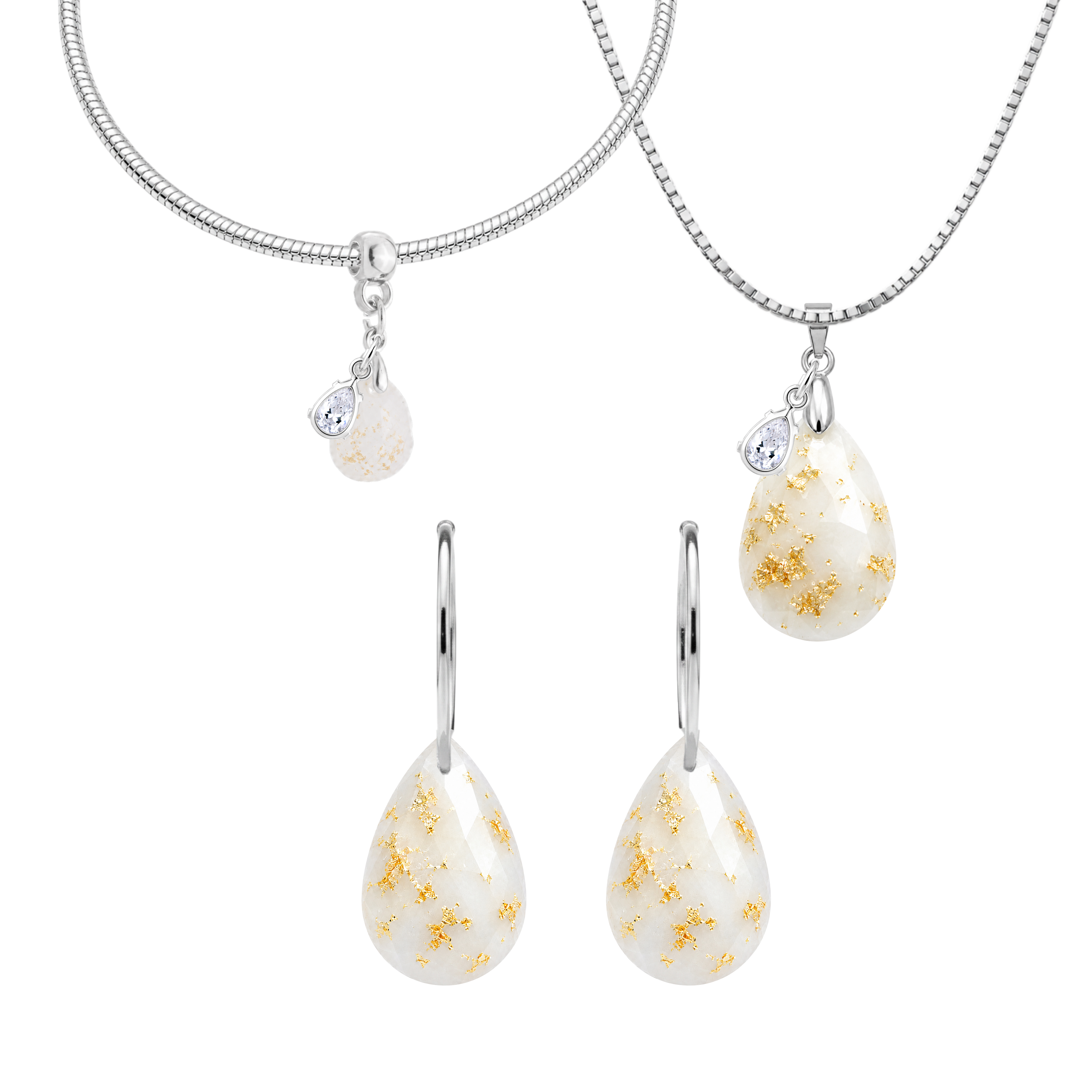 Diamond Drop Gold Leaf with Zirconia Drop