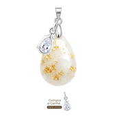 Gota Lapidada com Folhas Douradas e Gota Zircônia