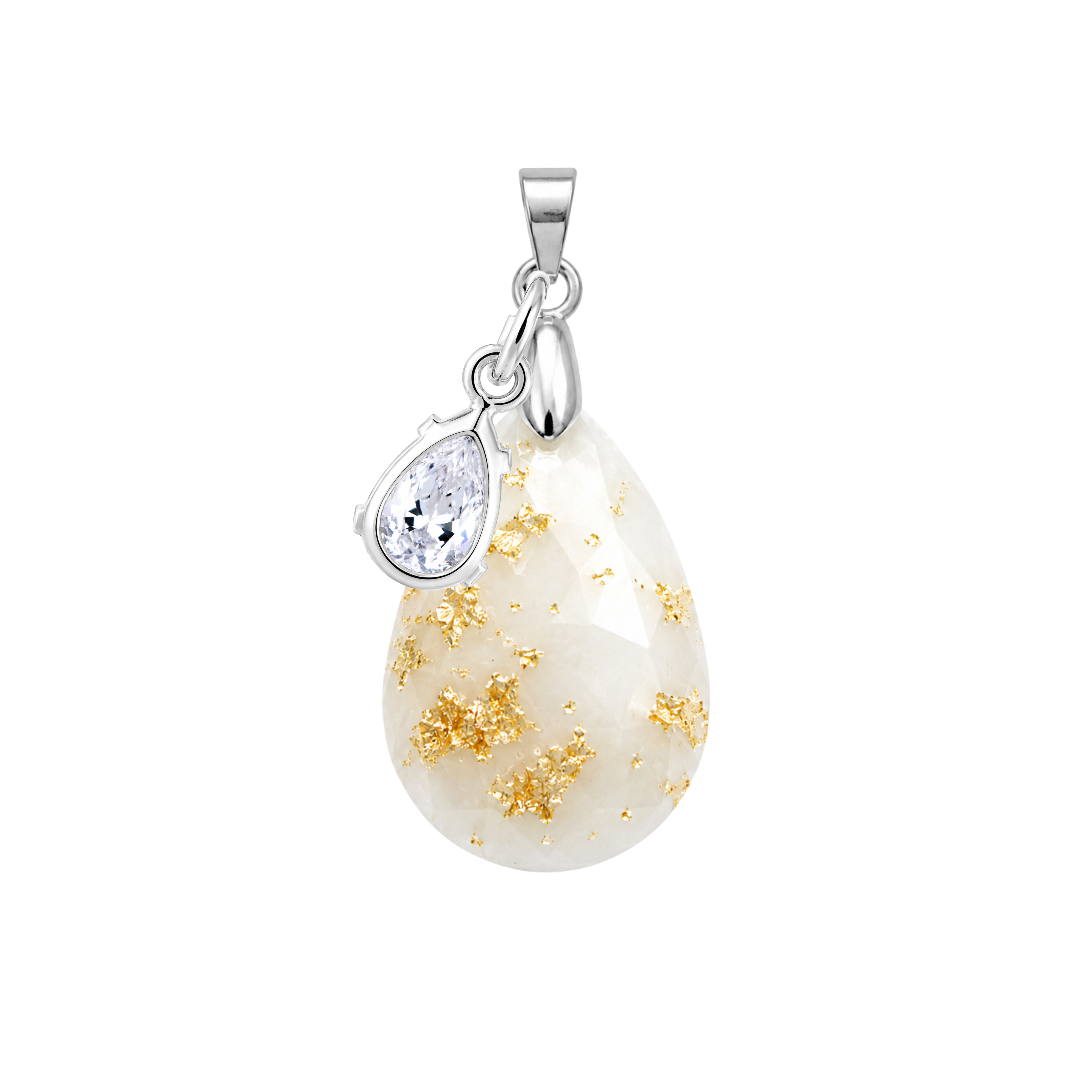 Diamond Drop Gold Leaf with Zirconia Drop