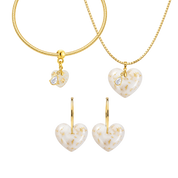 Chubby Heart Gold Leaf with Zirconia Drop