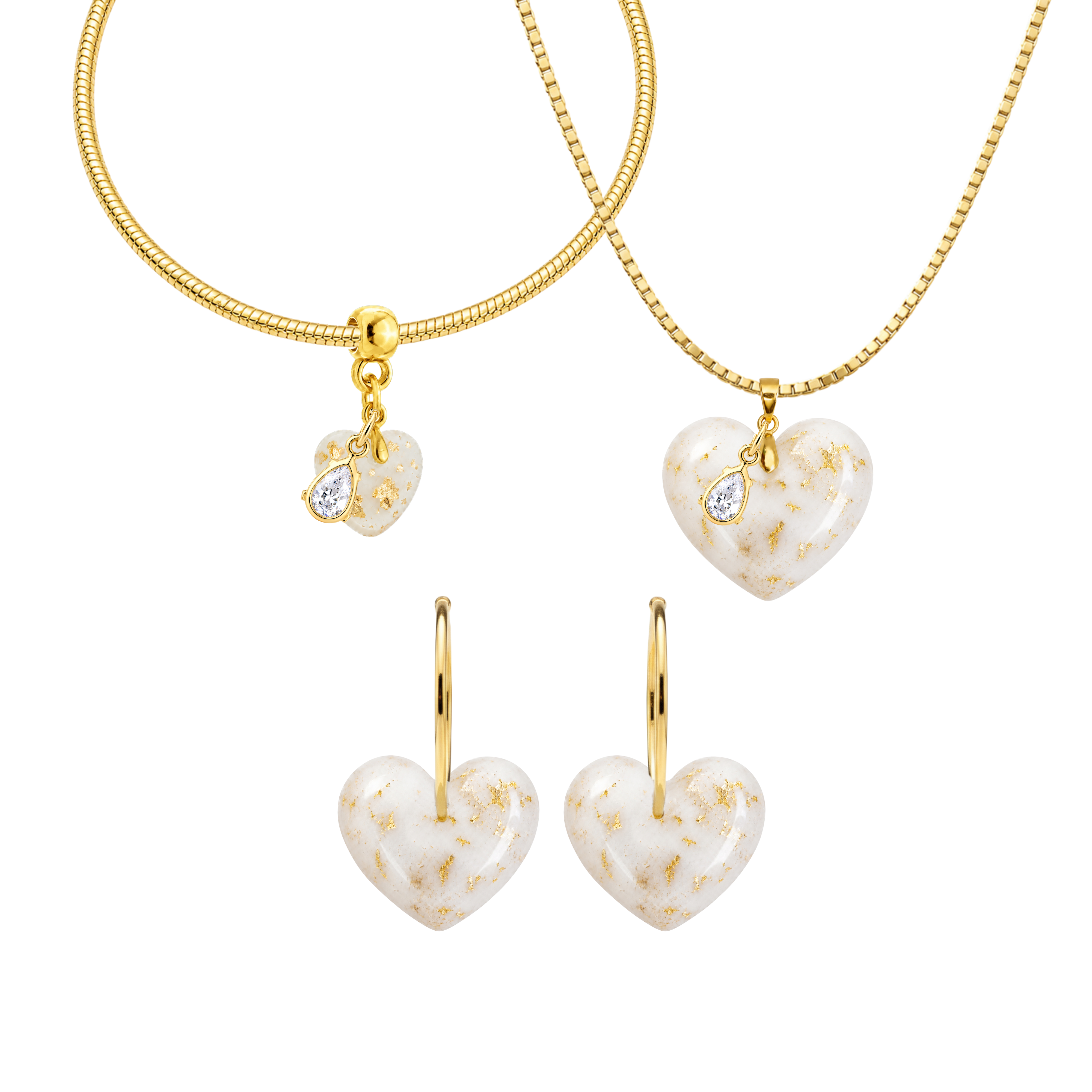 Chubby Heart Gold Leaf with Zirconia Drop
