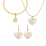 Chubby Heart Gold Leaf with Zirconia Drop
