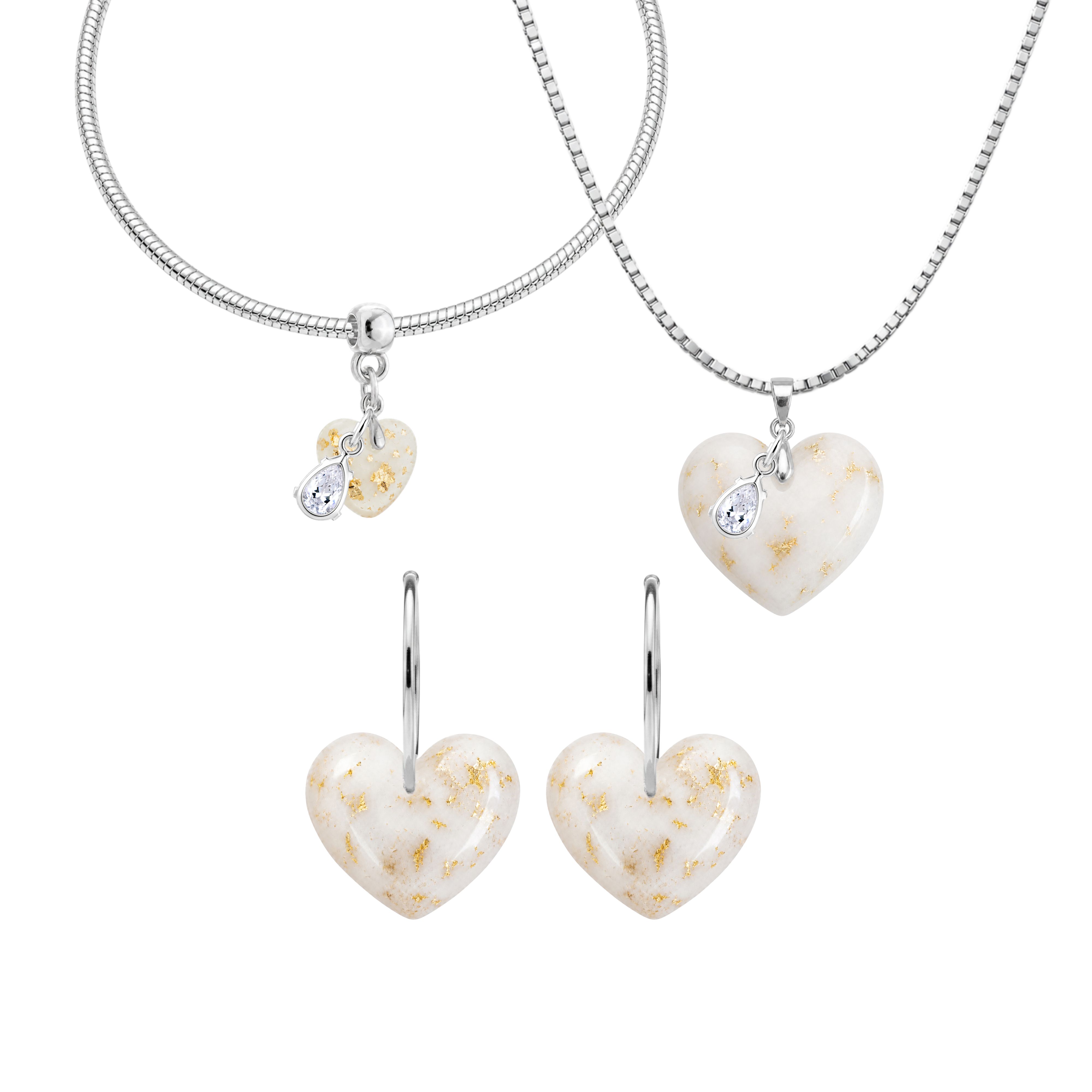 Chubby Heart Gold Leaf with Zirconia Drop