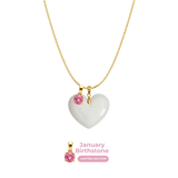 Cœur Rondouillard avec Chaîne et Pendentif du Mois de Naissance