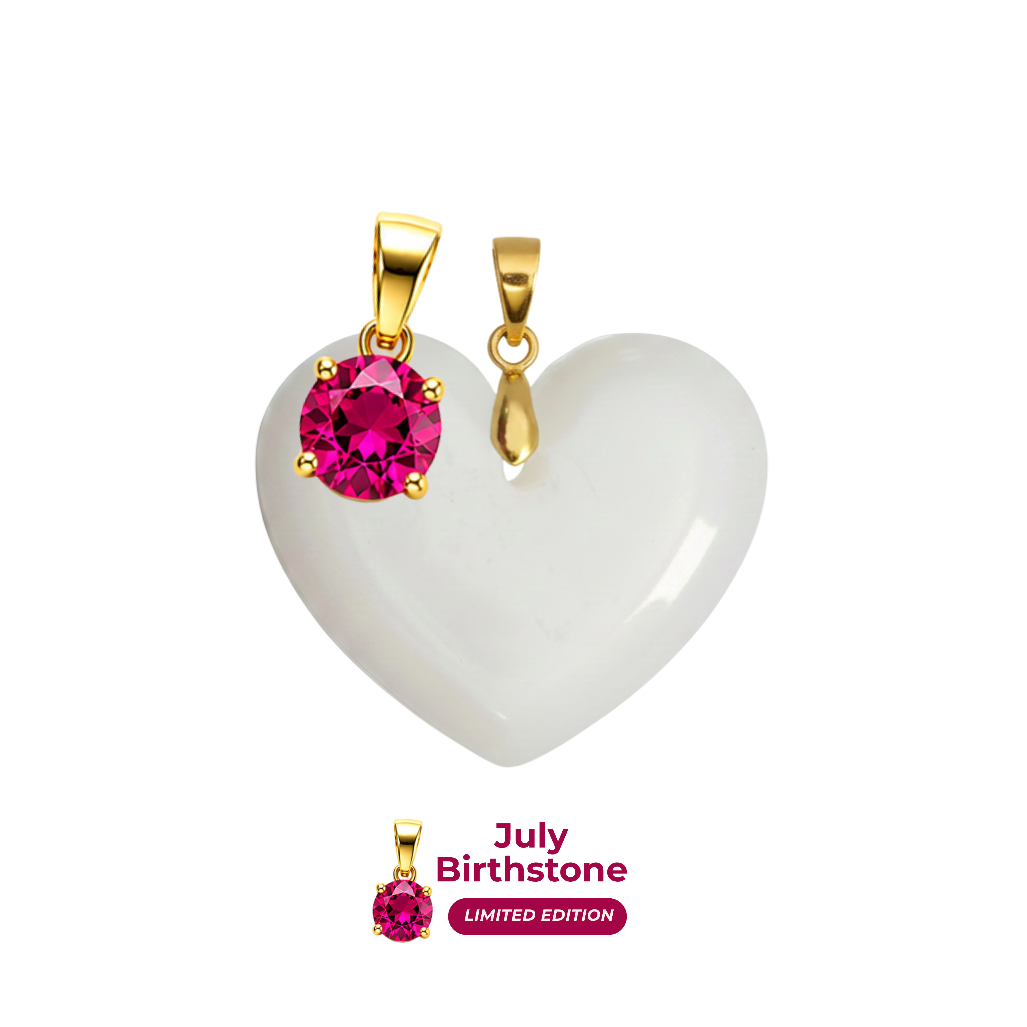 Chubby Heart with Birthstone Pendant