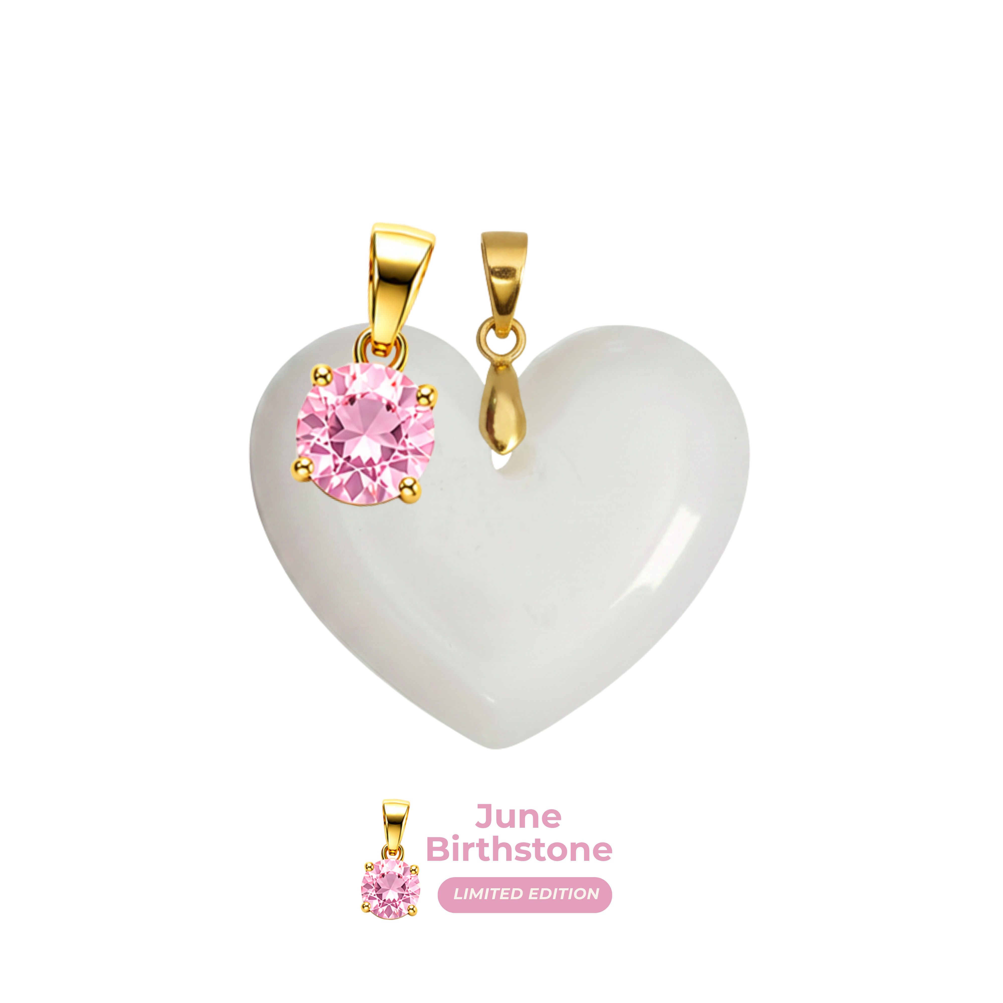 Chubby Heart with Birthstone Pendant