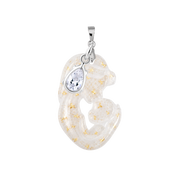 Mother and Baby Gold Leaf with Zirconia Drop