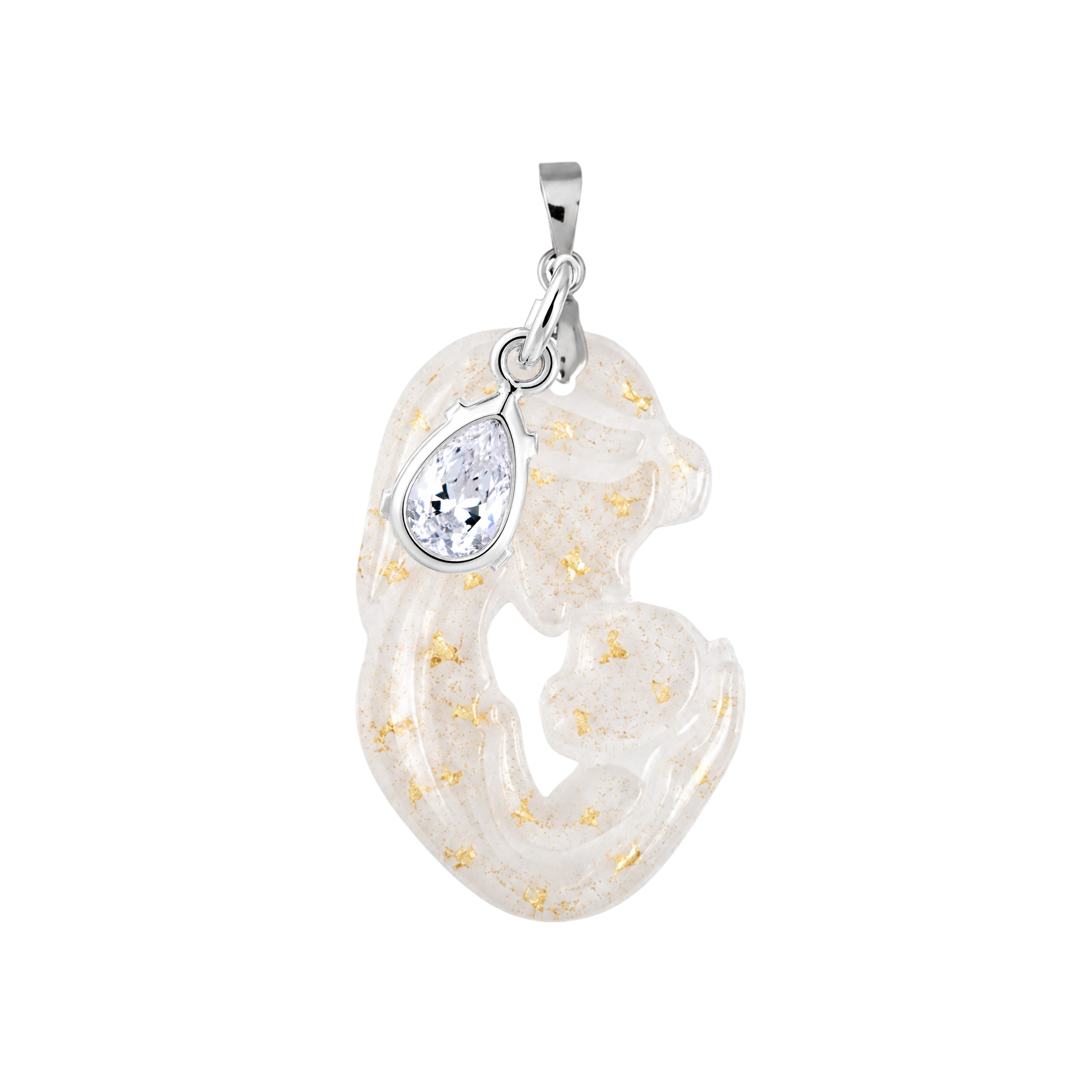 Mother and Baby Gold Leaf with Zirconia Drop