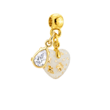 Mini Chubby Heart Charm with Gold Leaf and Zirconia Drop