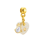 Mini Chubby Heart Gold Leaf with Zirconia Drop