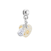 Mini Chubby Heart Gold Leaf with Zirconia Drop