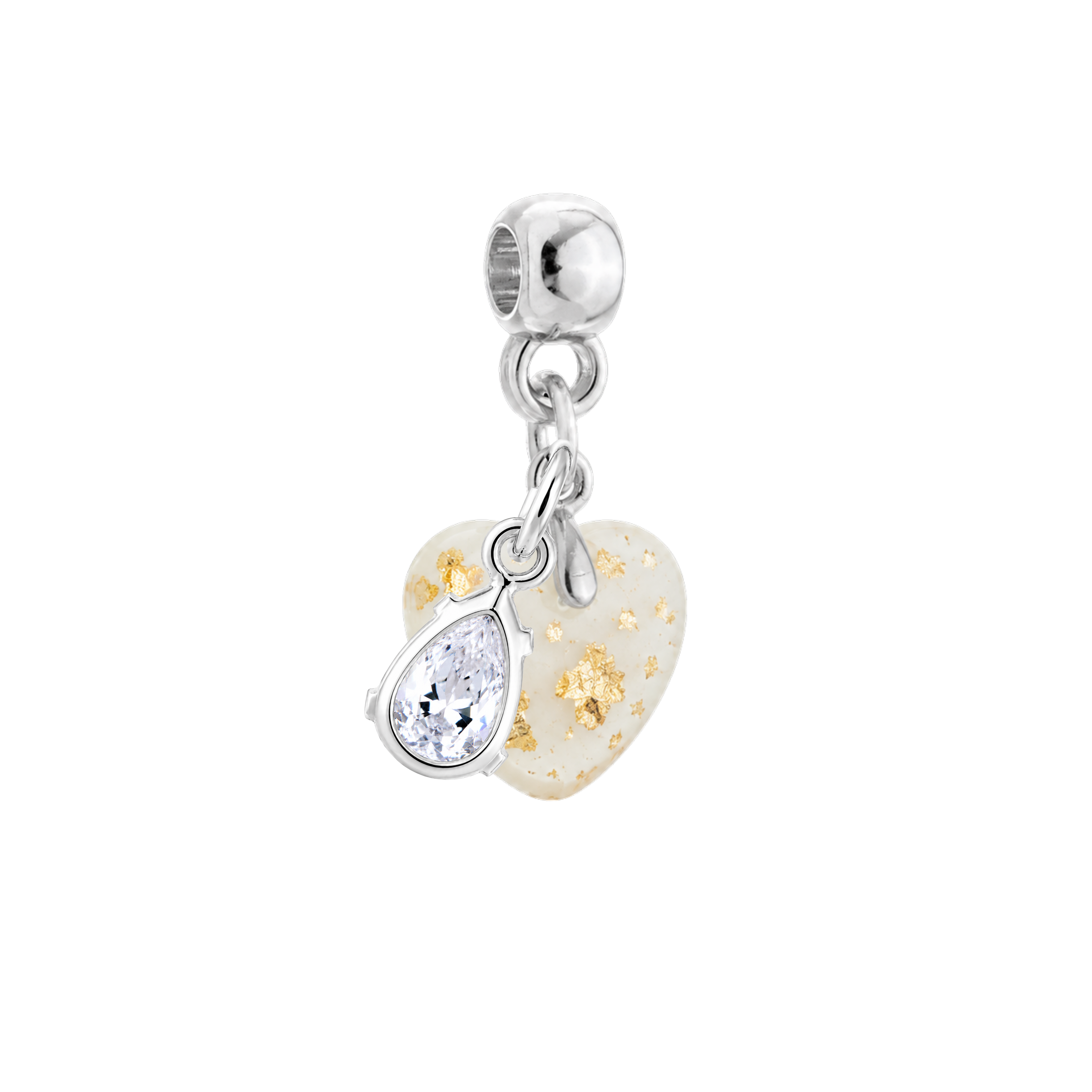 Mini Chubby Heart Gold Leaf with Zirconia Drop