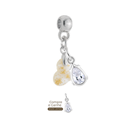 Mini Coração Torcido com Folhas Douradas e Gota Zircônia