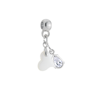 Mini Corazón Torcido con Gota de Circonita