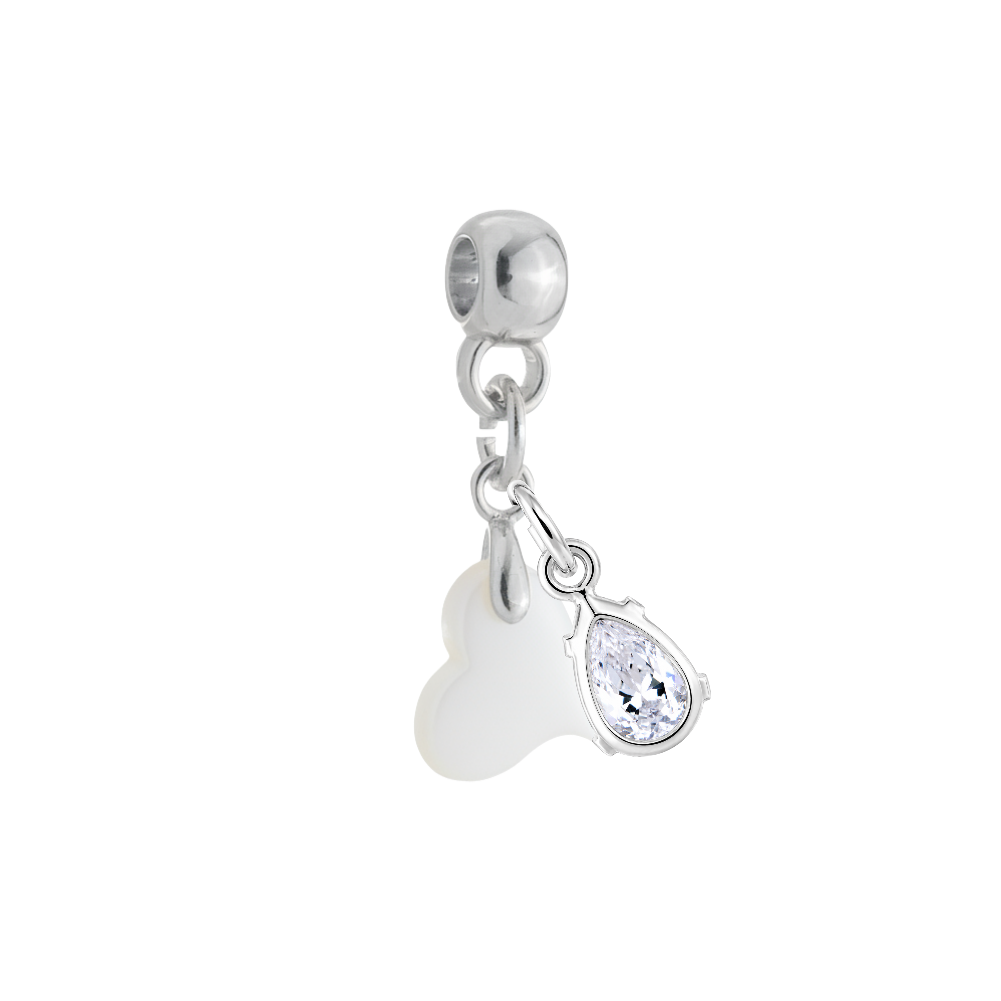 Mini Corazón Torcido con Gota de Circonita