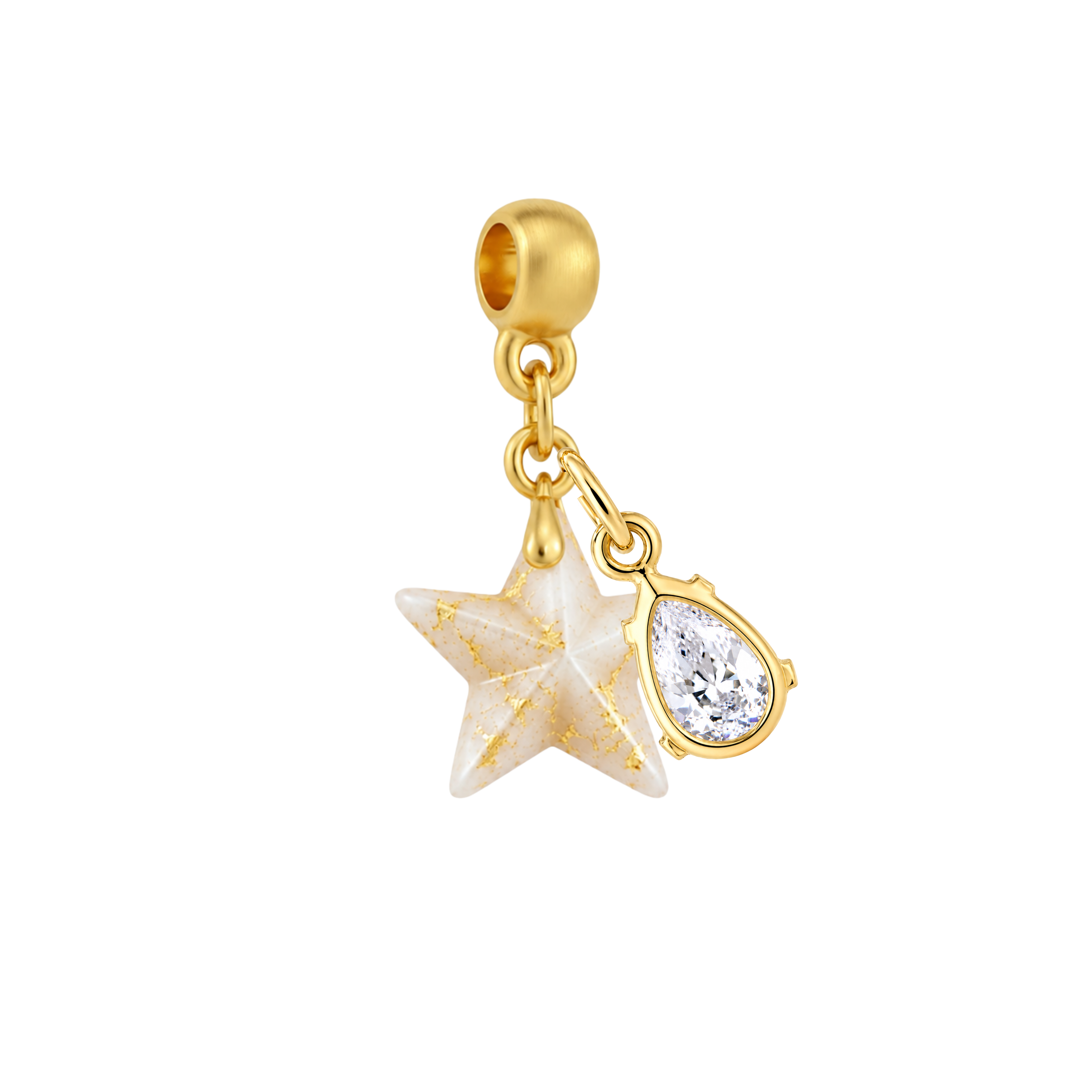 Mini Star Gold Leaf with Zirconia Drop