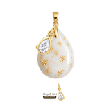 Mini Goutte Rondouillard  avec Feuilles d’Or et Goutte de Zircone