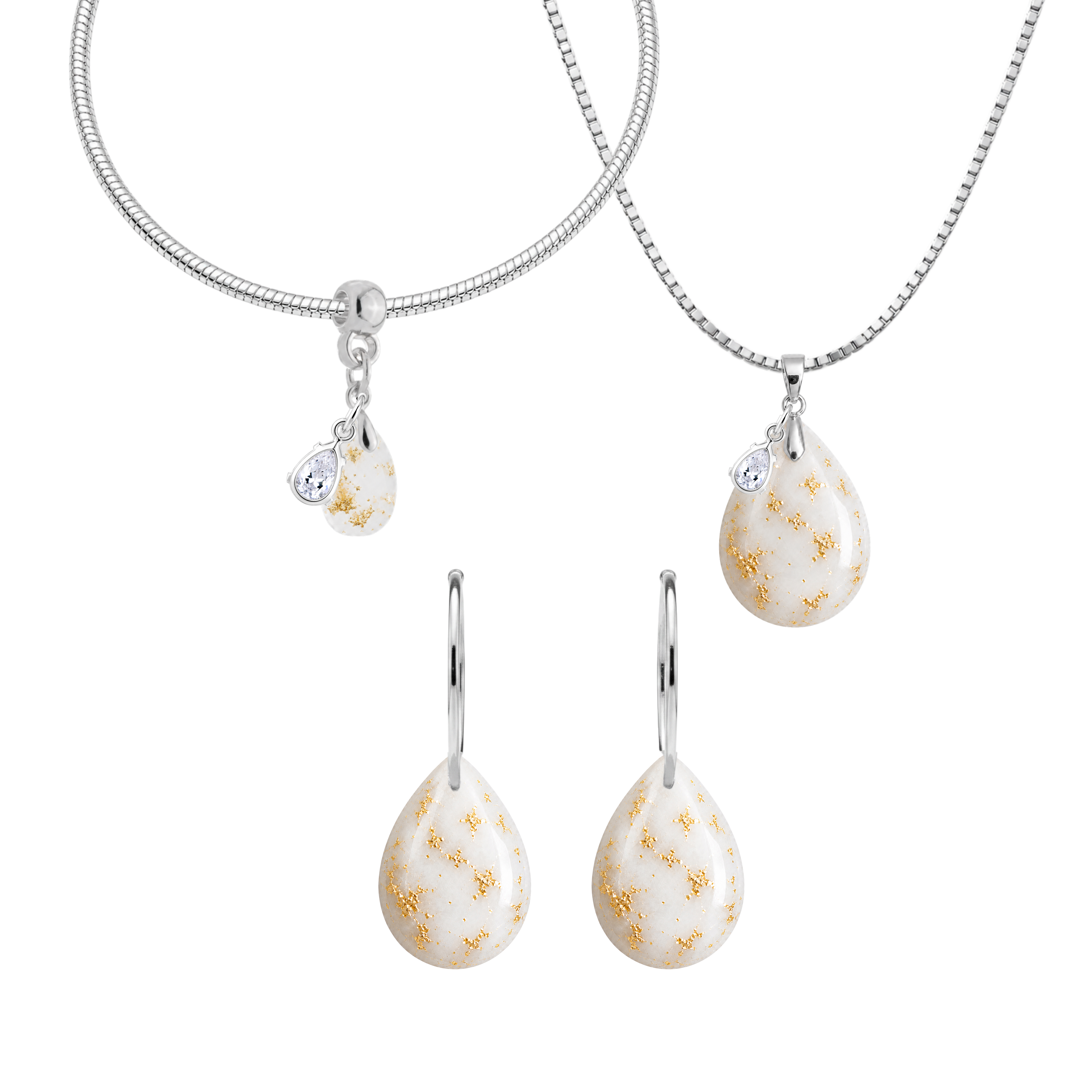 Chubby Mini Drop Gold Leaf with Zirconia Drop
