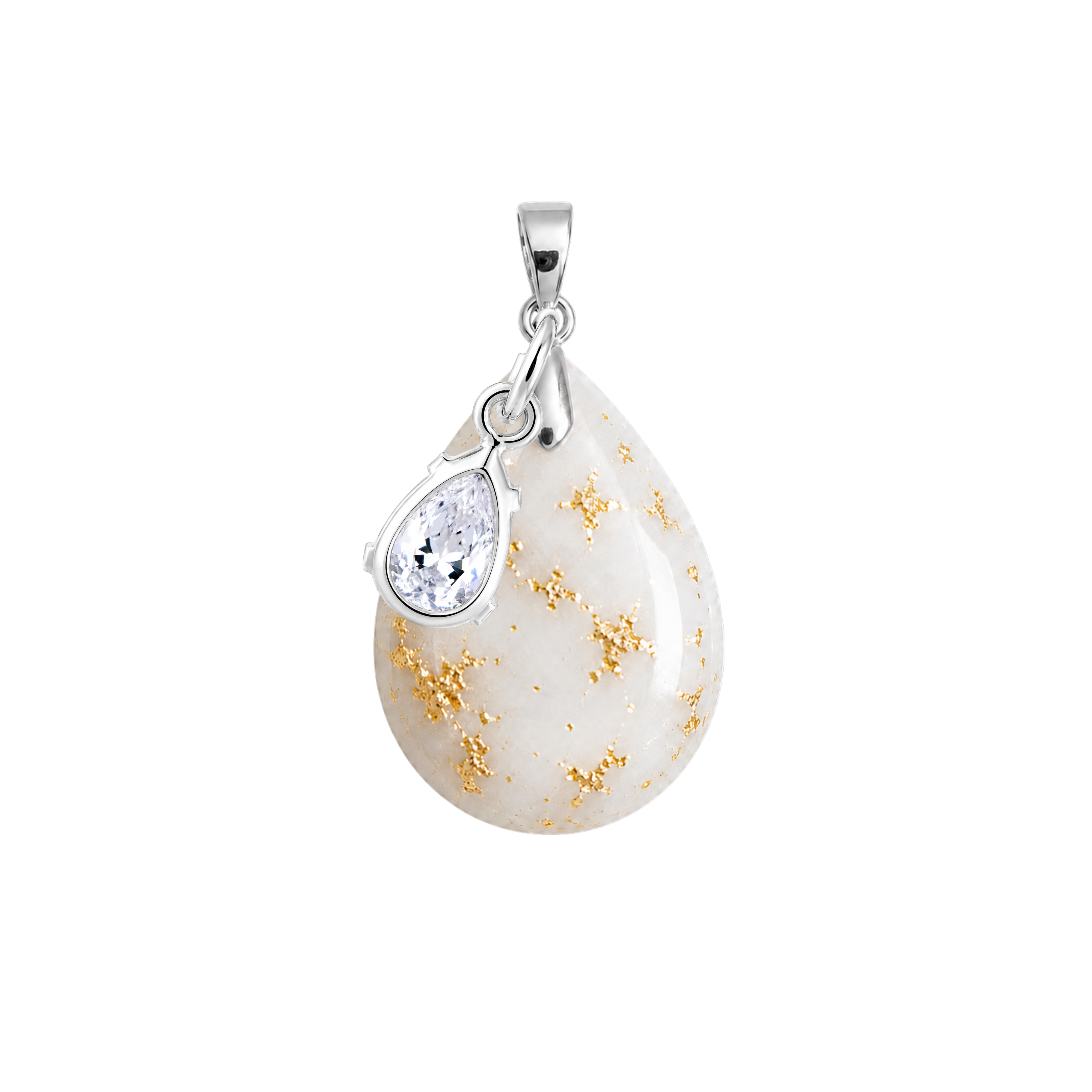 Chubby Mini Drop Gold Leaf with Zirconia Drop