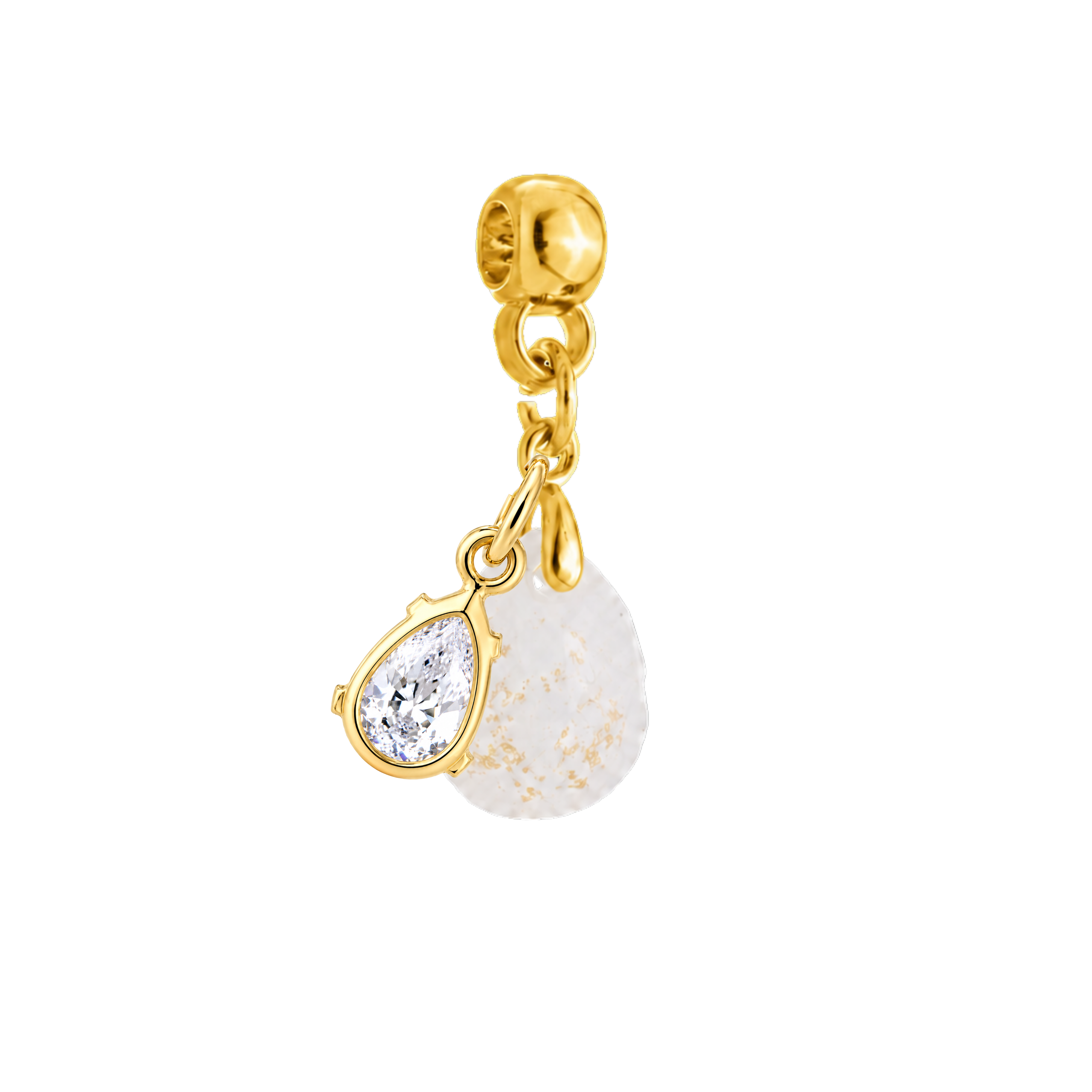 Mini Diamond Drop Gold Leaf with Zirconia Drop