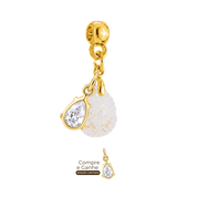 Mini Gota Lapidada com Folhas Douradas e Gota Zircônia