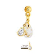 Mini Gota Reta com Folhas Douradas e Gota Zircônia