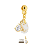 Mini Gota Reta com Folhas Douradas e Gota Zircônia