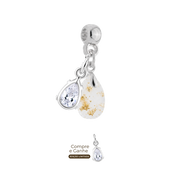 Mini Gota Reta com Folhas Douradas e Gota Zircônia