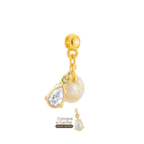 Mini Redondo com Folhas Douradas e Gota Zircônia