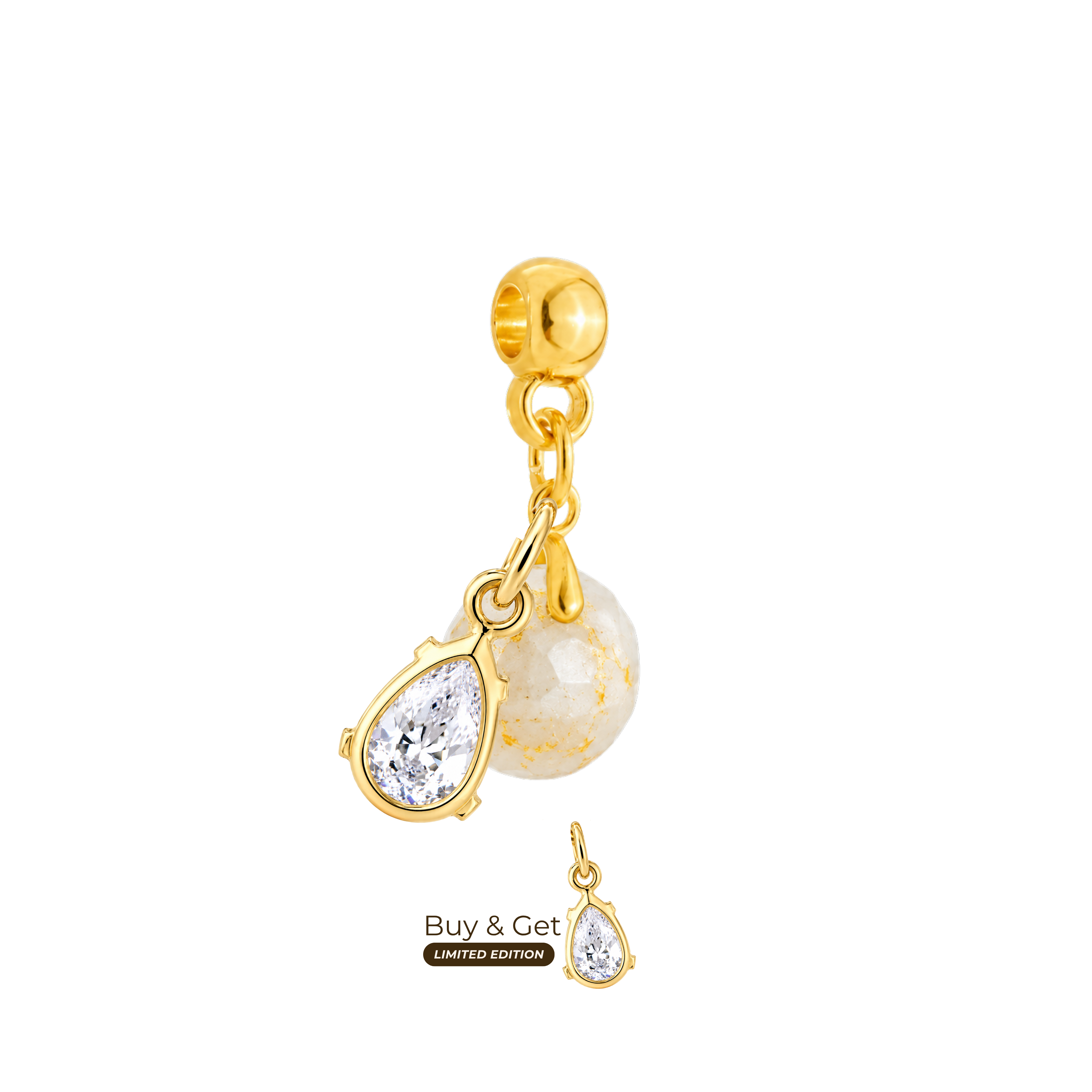Mini Cercle Texturé avec Feuilles d’Or et Goutte de Zircone