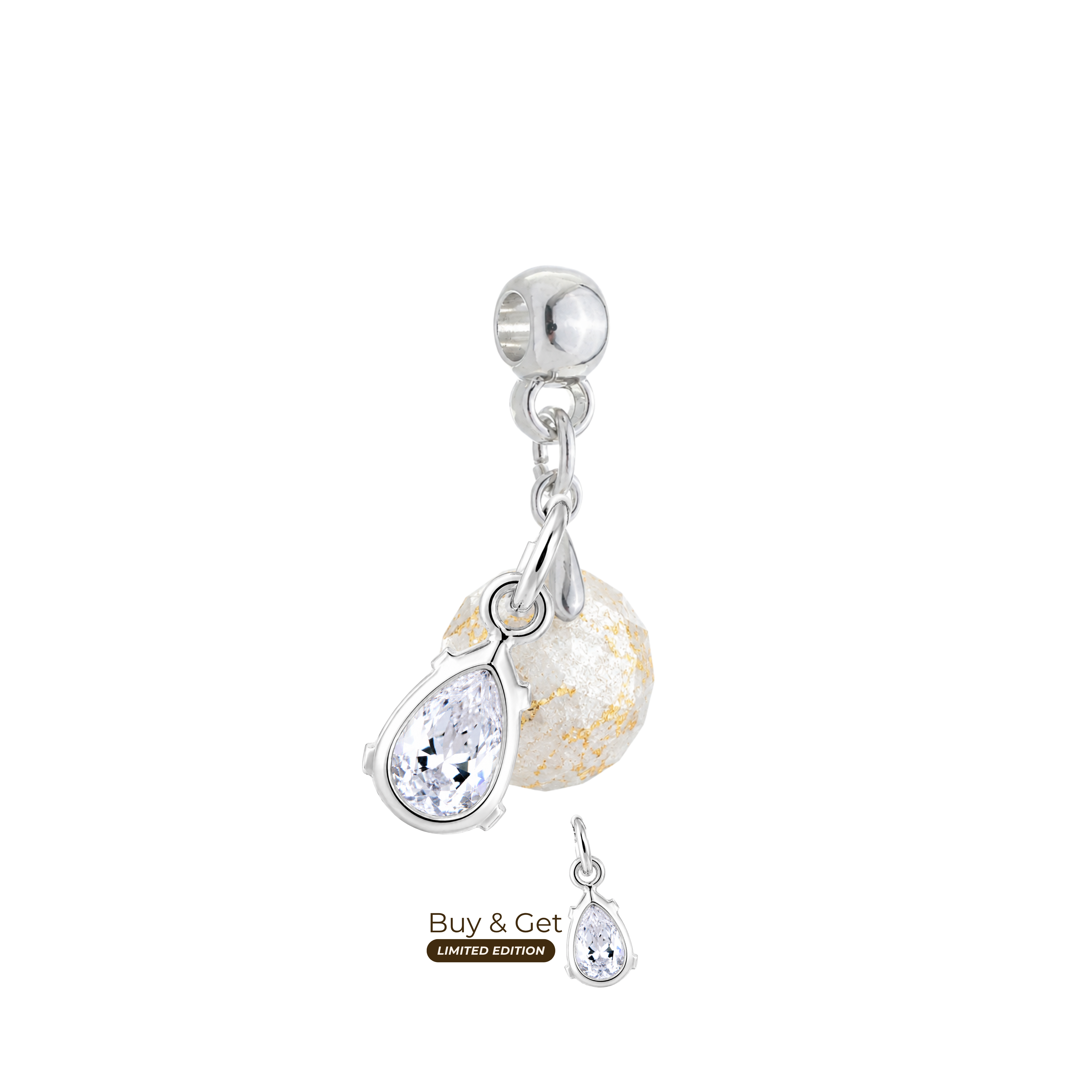 Mini Cercle Texturé avec Feuilles d’Or et Goutte de Zircone