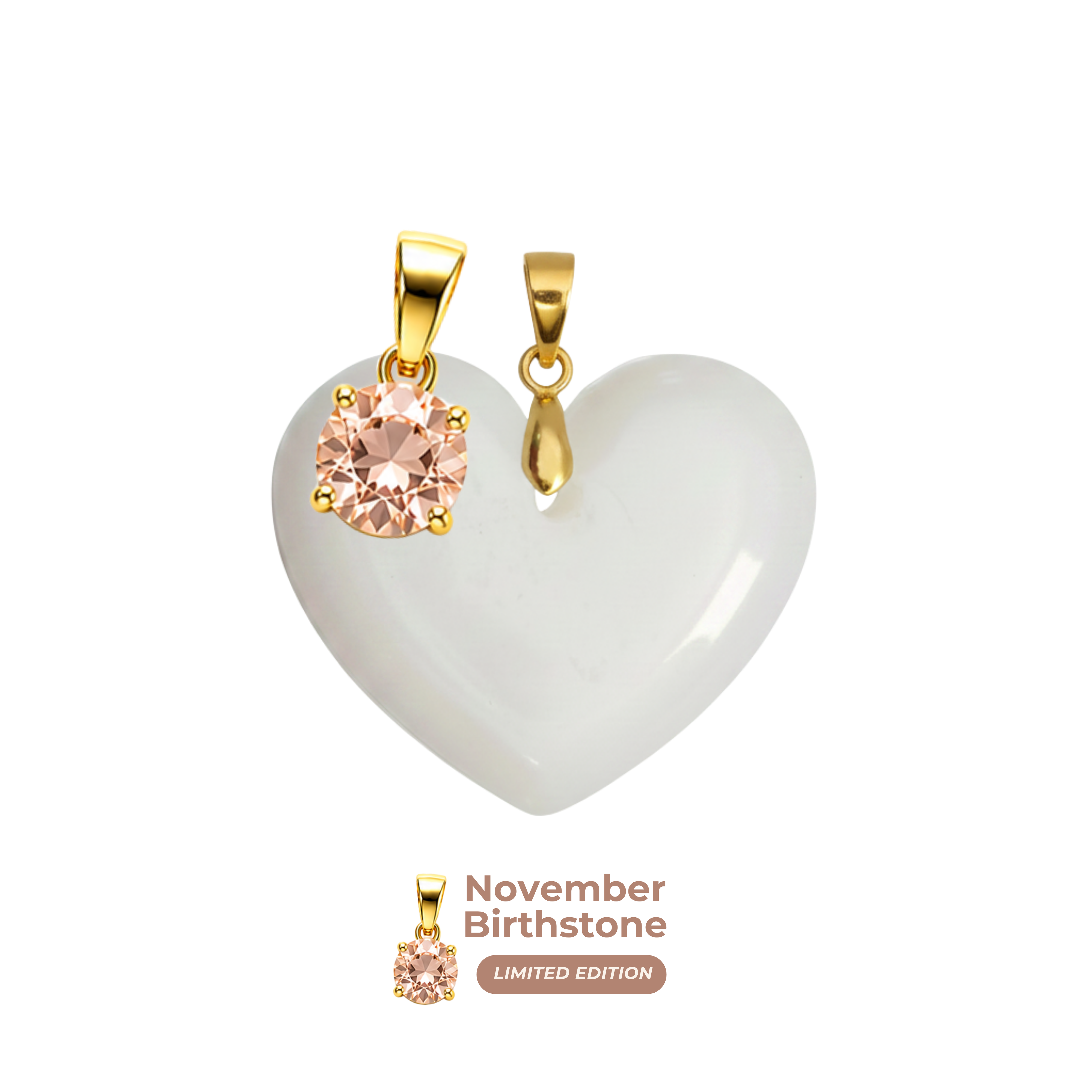 Chubby Heart with Birthstone Pendant