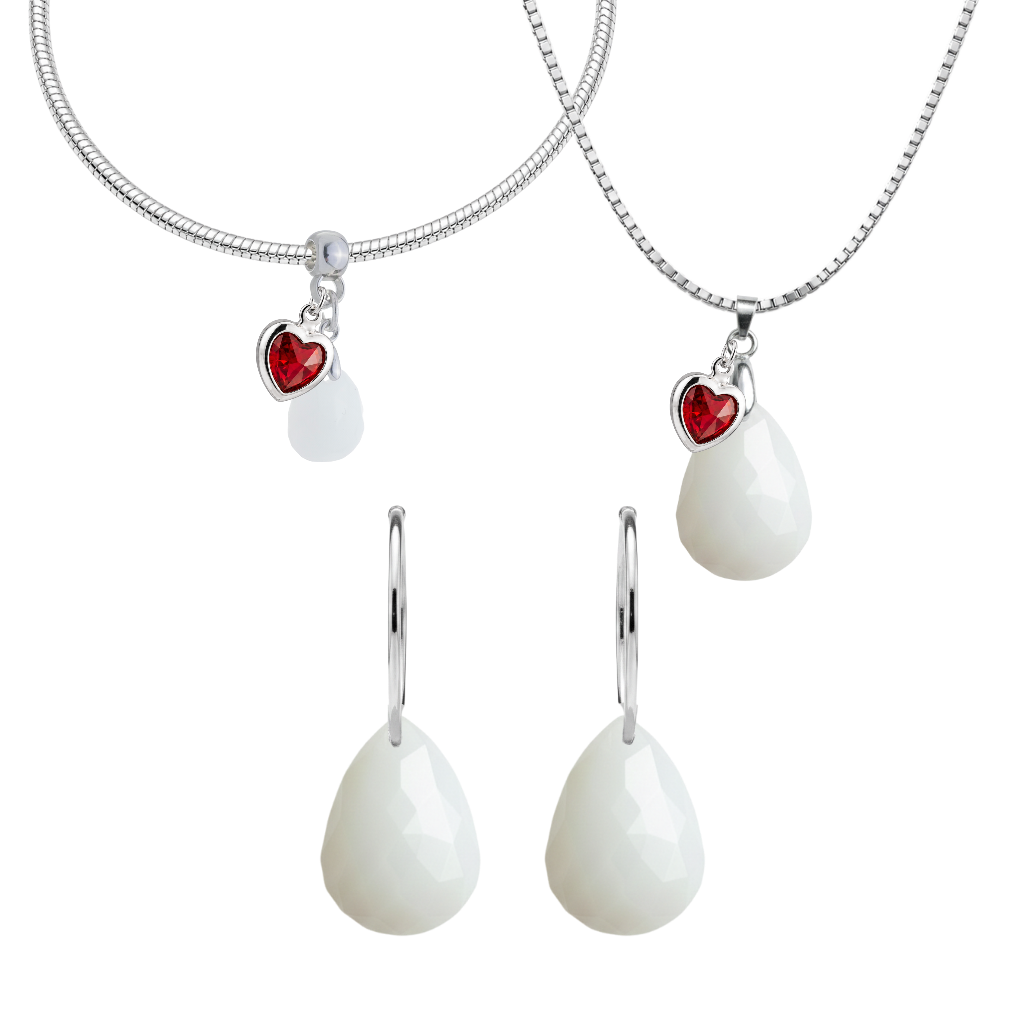 Goutte Taillée avec Cœur Rubis