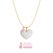 Cœur Rondouillard avec Chaîne et Pendentif du Mois de Naissance