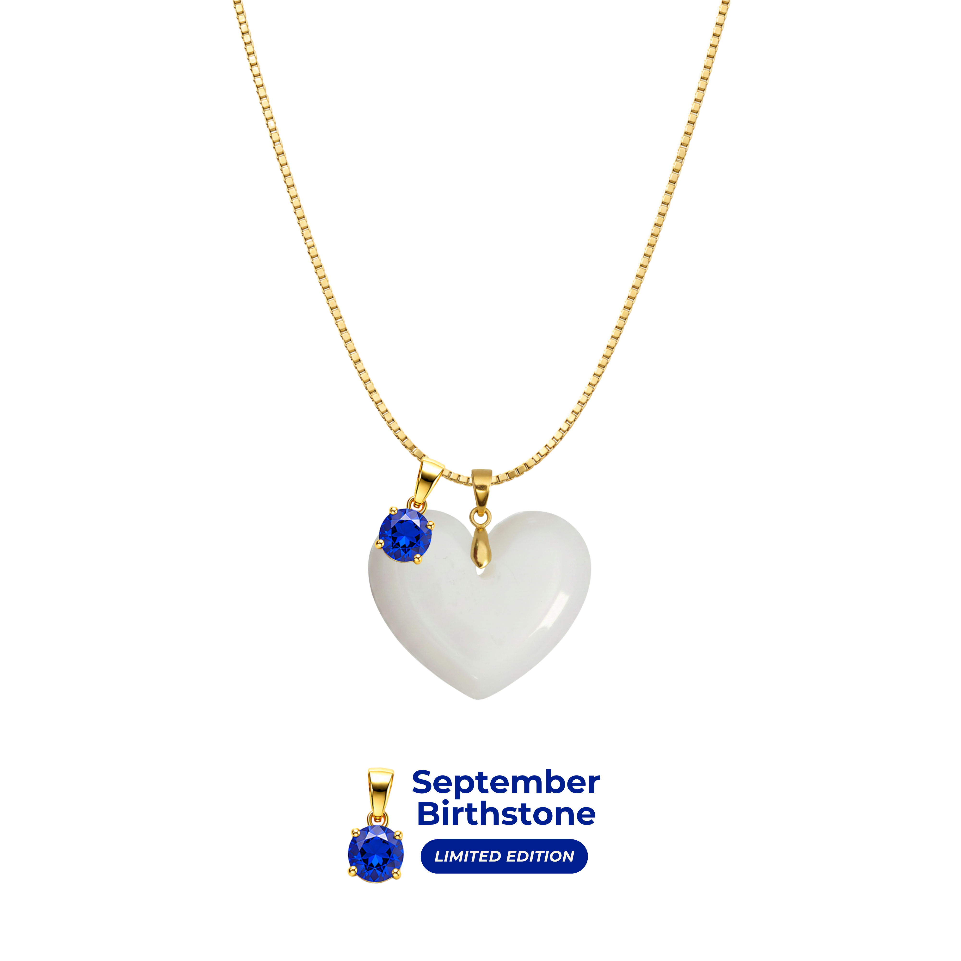 Cœur Rondouillard avec Chaîne et Pendentif du Mois de Naissance